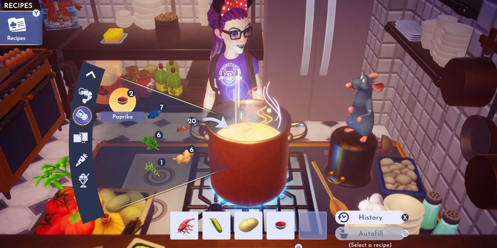 cooking with seafood boil ingredients in disney dreamlight valley