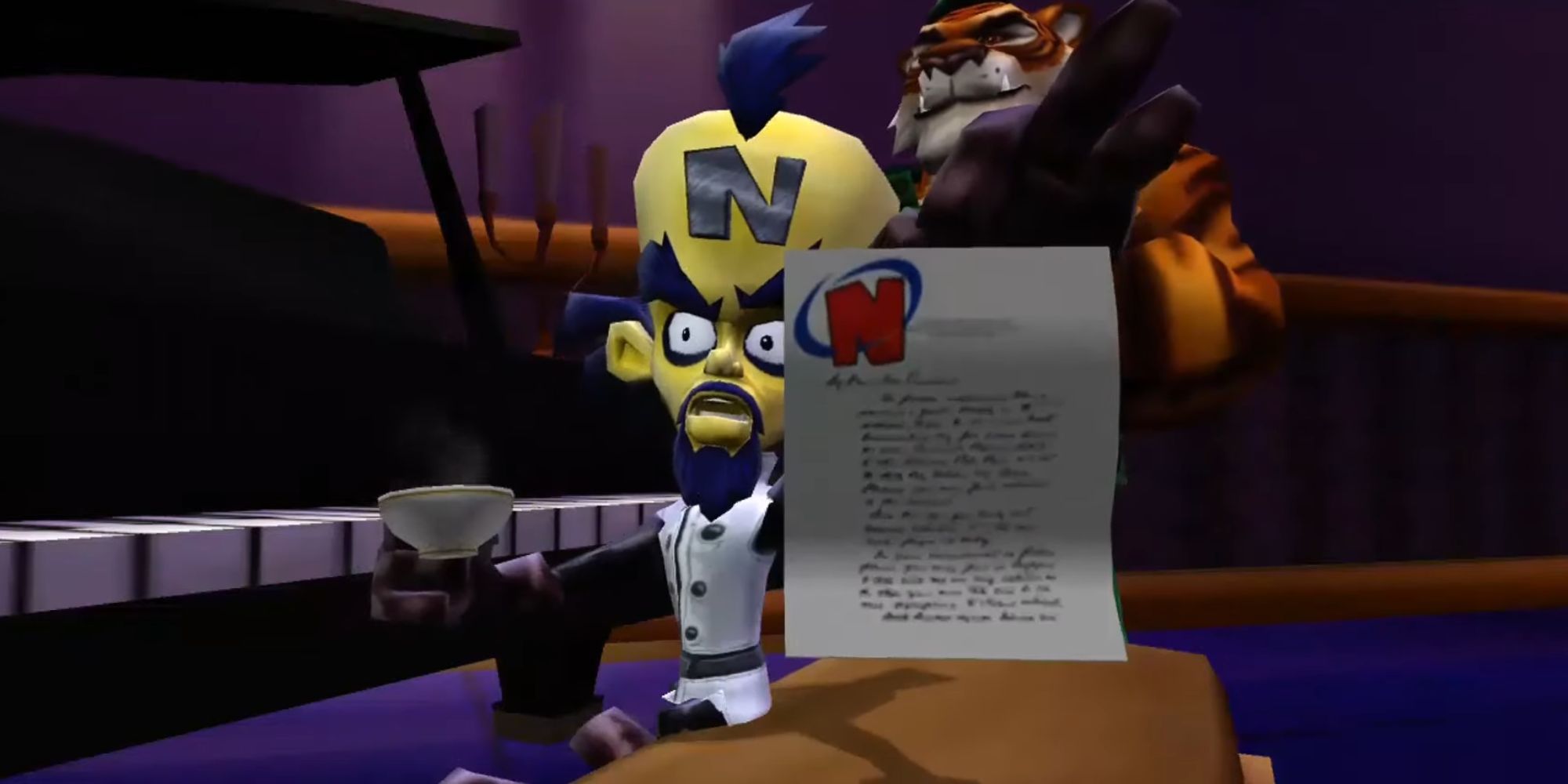 Cortex shows Uka Uka papers with his logo in them.