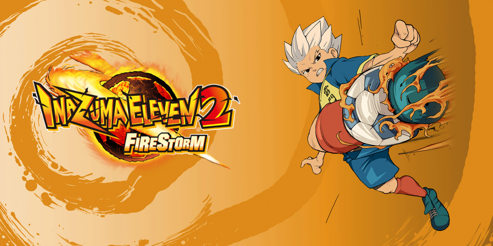 Cover with a character kicking a soccer ball in Inazuma Eleven 2