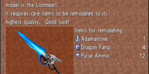 Crafting Lionheart in Final Fantasy 8