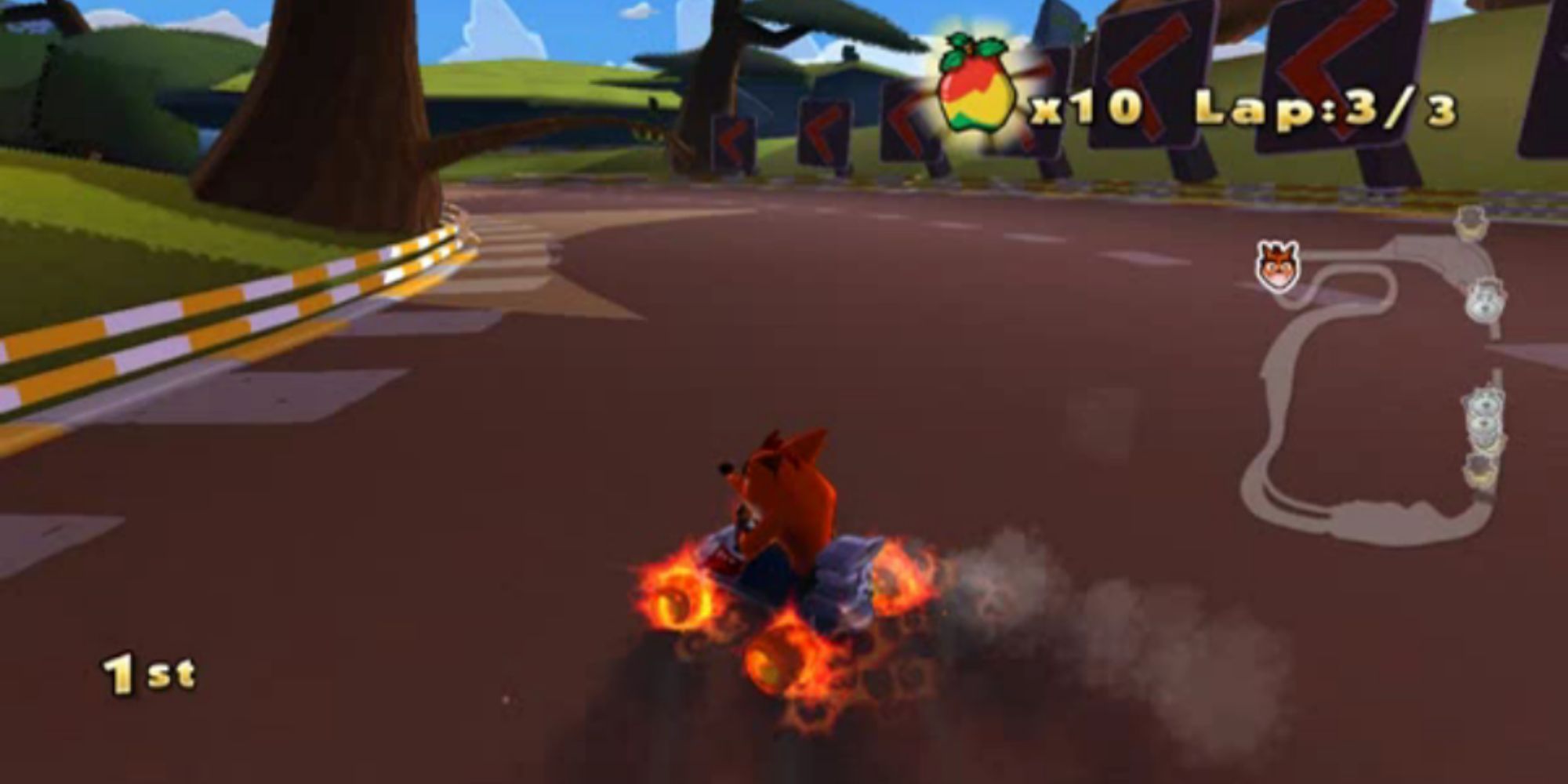 Crash racing in the Happy Woods course, in the canceled Crash Team Racing game from 2010.