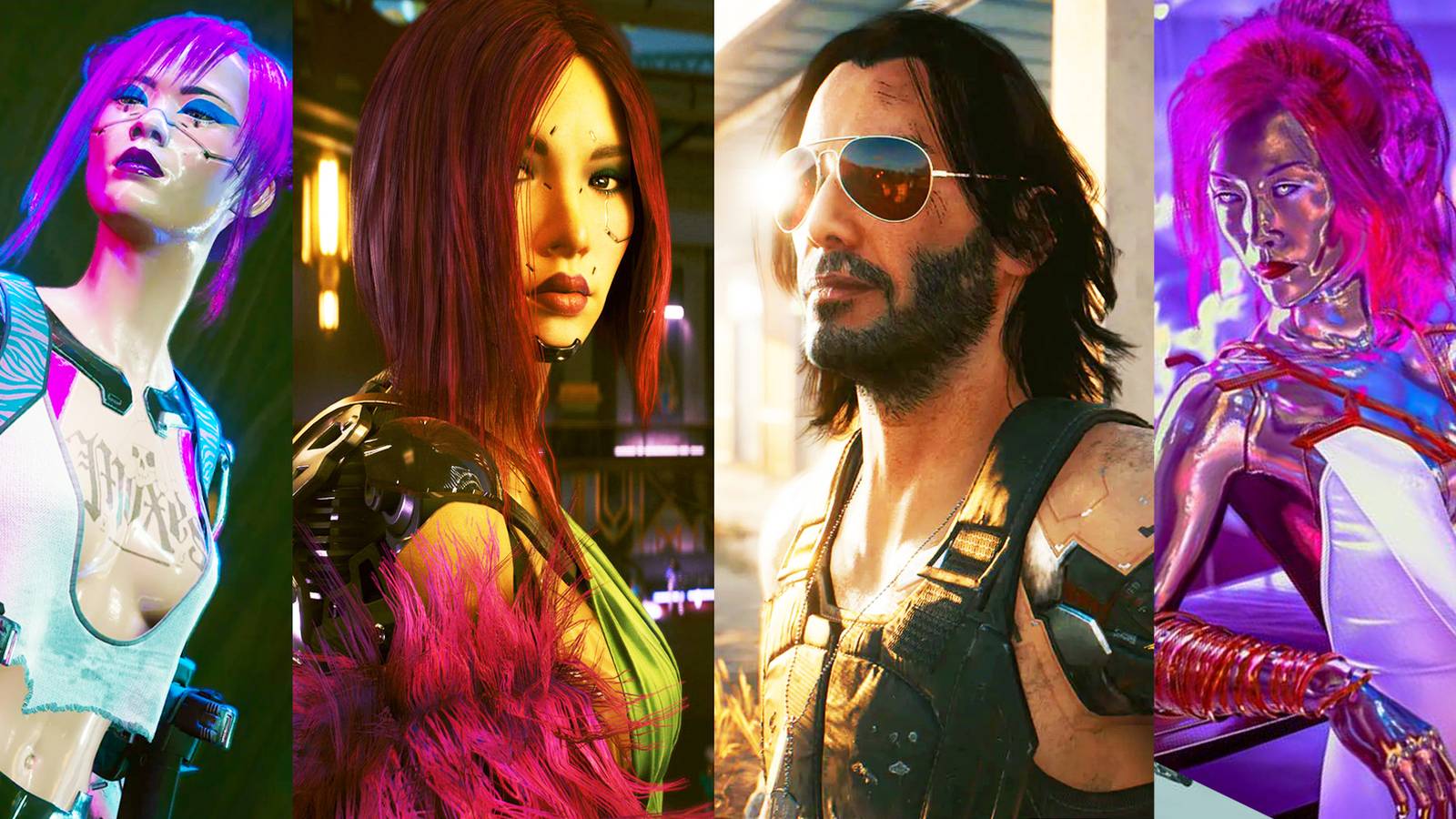 A split image of the best character designs in Cyberpunk 2077