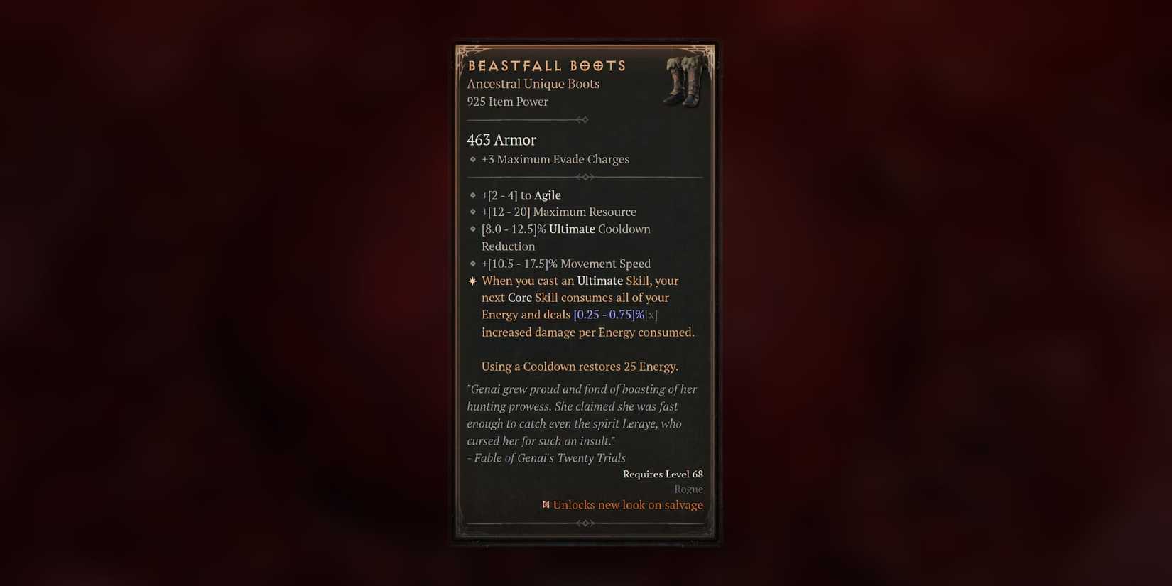 Diablo 4 Beastfall Boots Stats