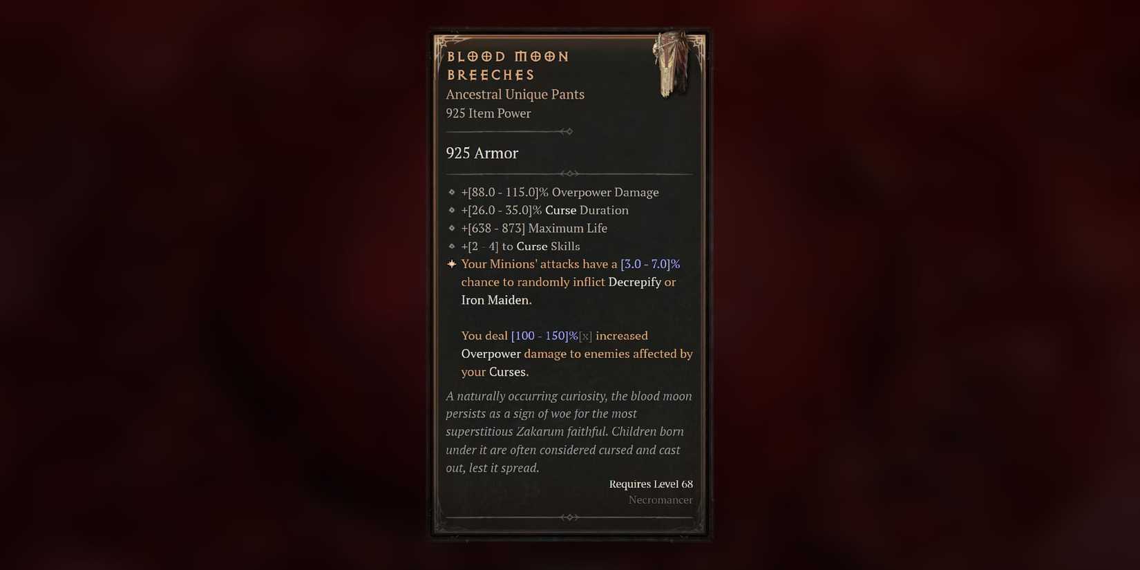 Diablo 4 Blood Moon Breeches Stats