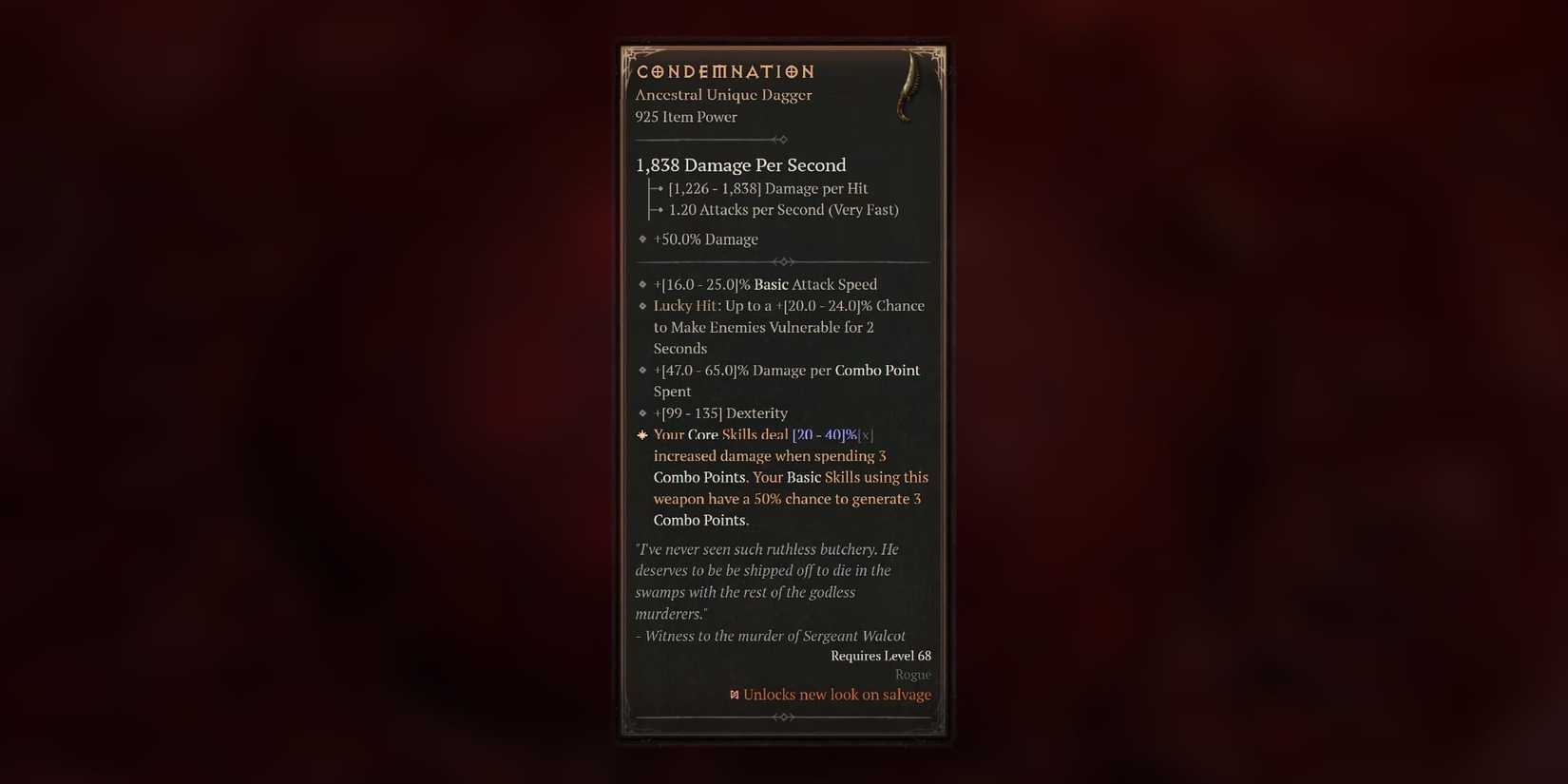 Diablo 4 Condemnation Stats