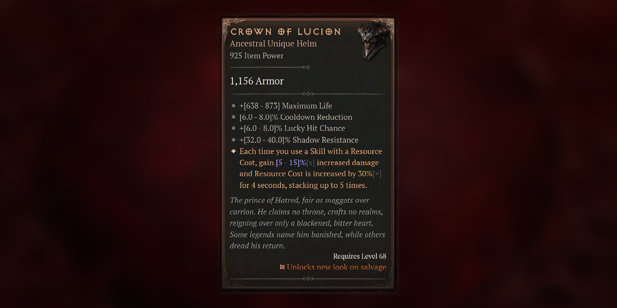 Статистика Diablo 4 Crown of Lucion