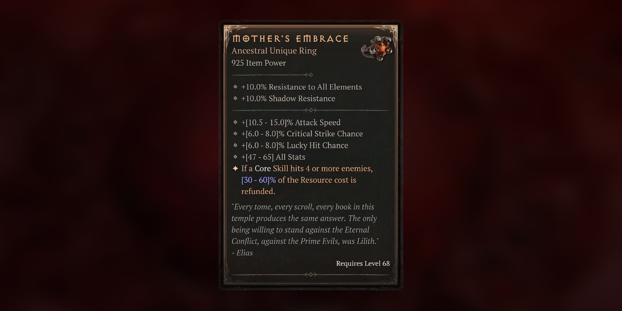 Diablo 4 Mother's Embrace stats