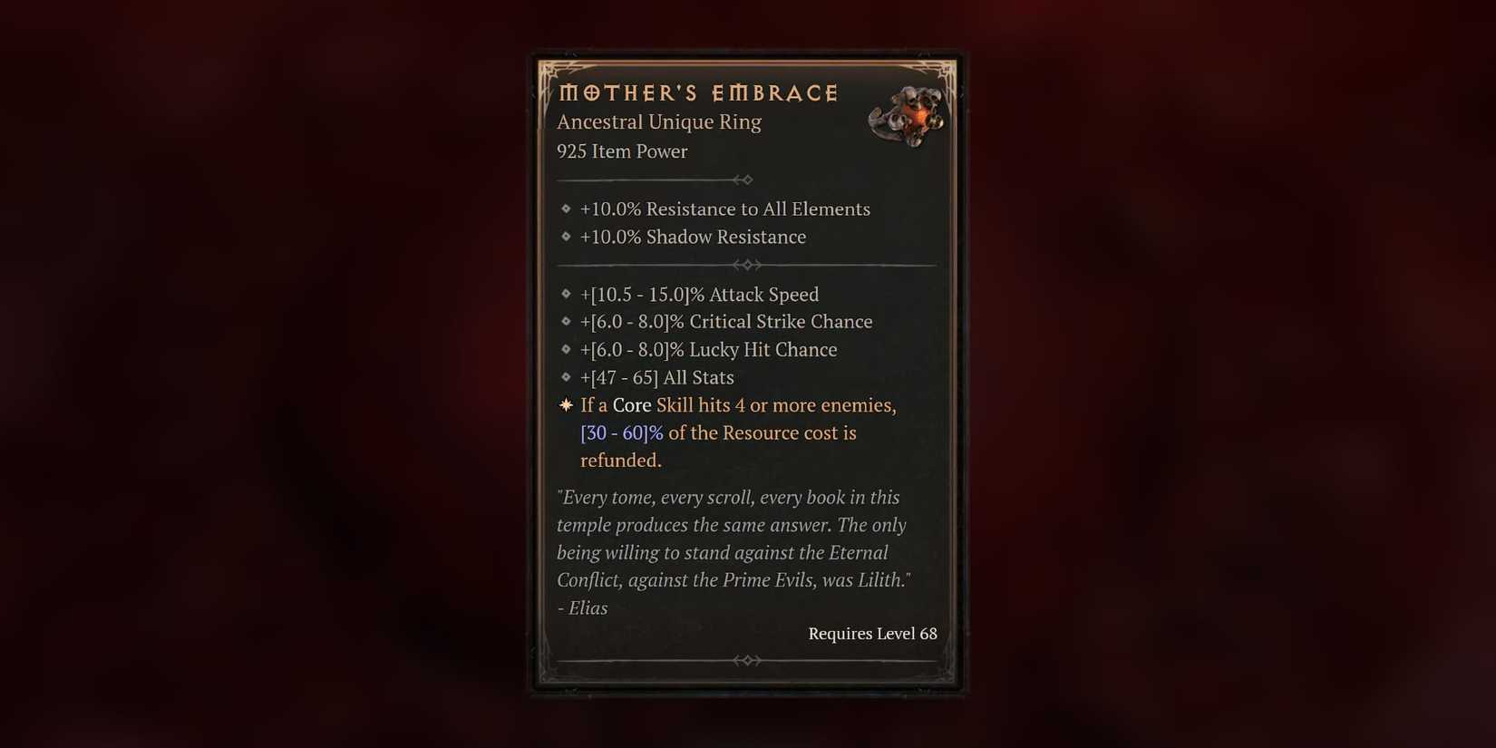 Diablo 4 Mother's Embrace Stats