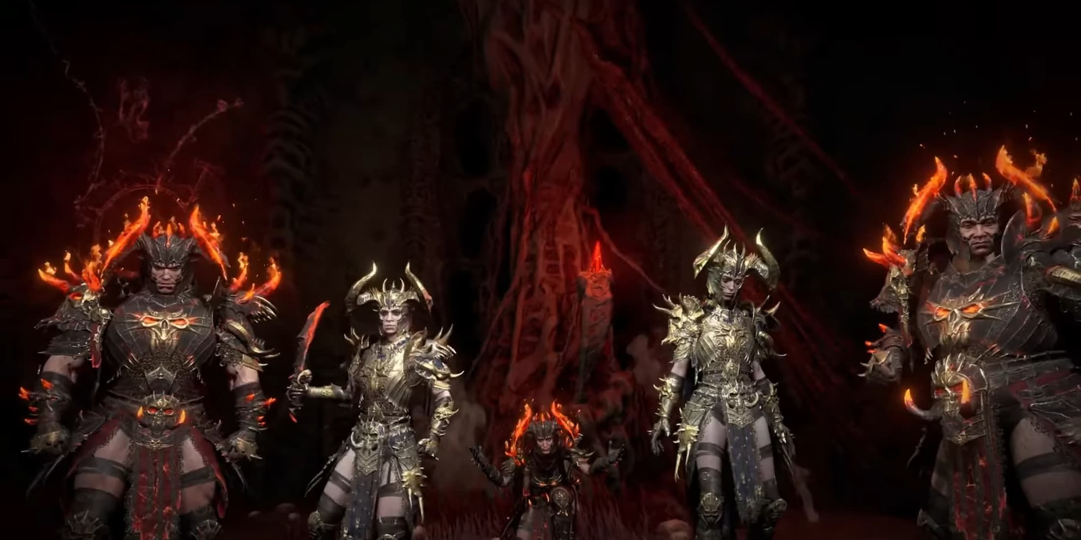 All Diablo 4 character classes in the season 5 battle pass trailer