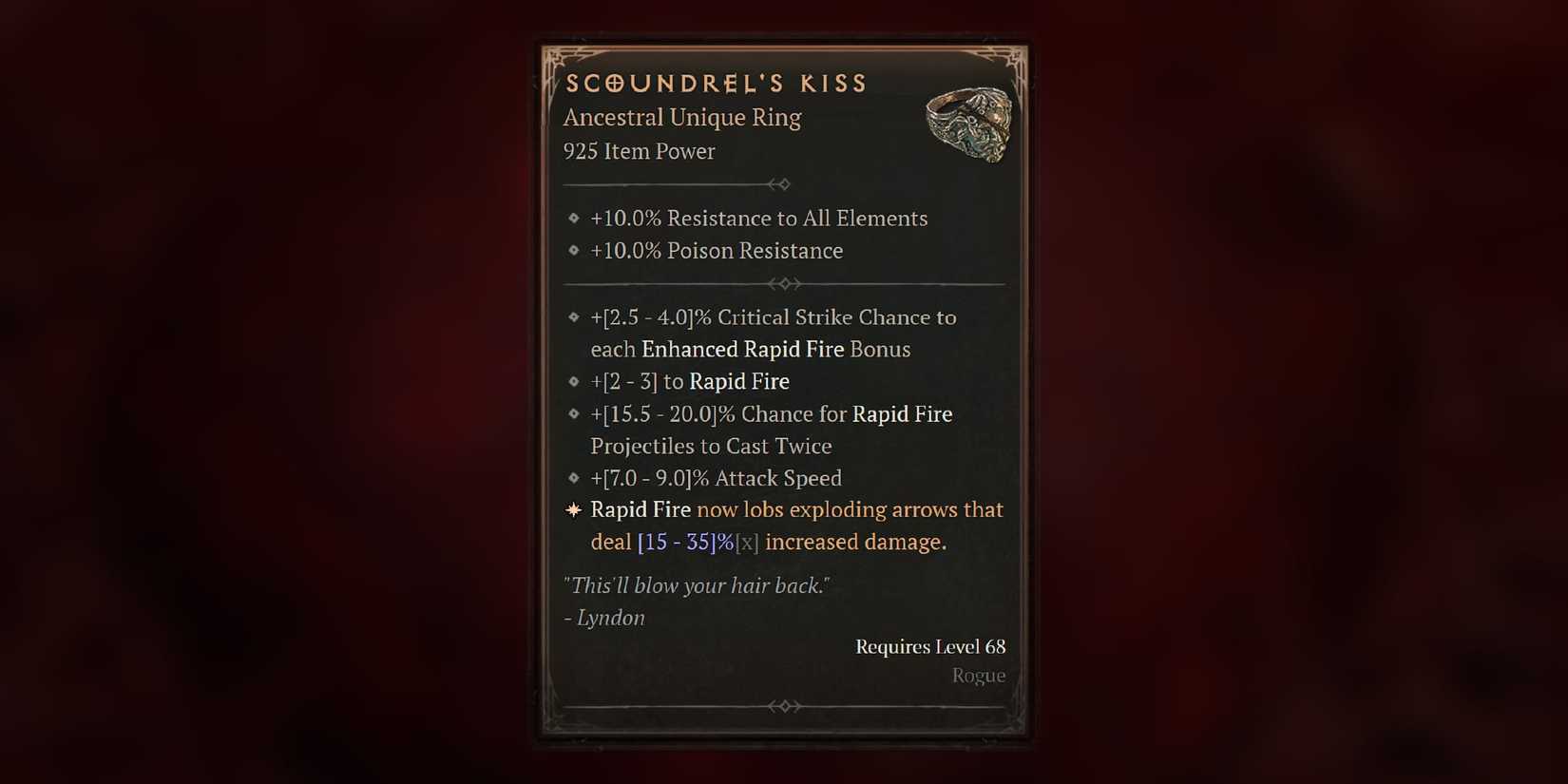 Diablo 4 Scoundrel's Kiss Stats