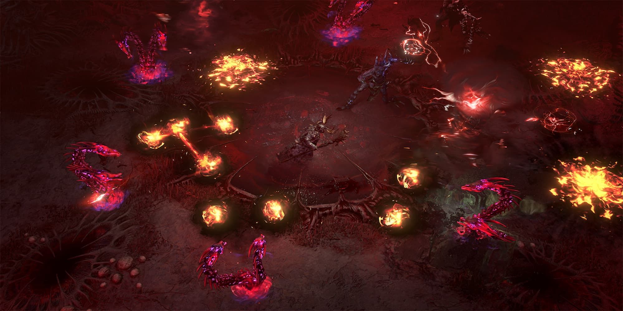 The Player Surrounded By Demons In The Realm Of Hatred In Diablo 4