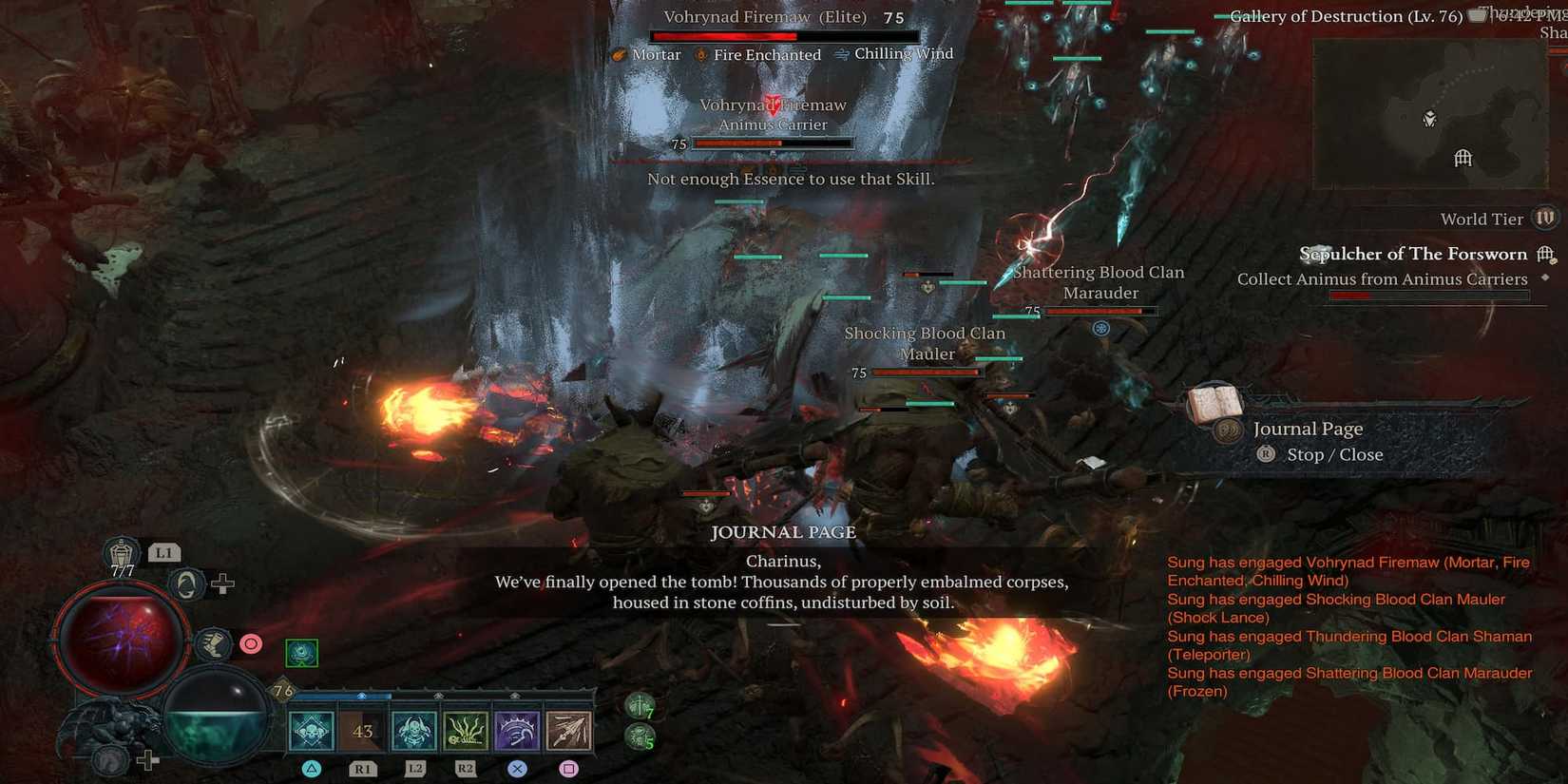 The Player Fighting In Sepulcher Of The Forsworn