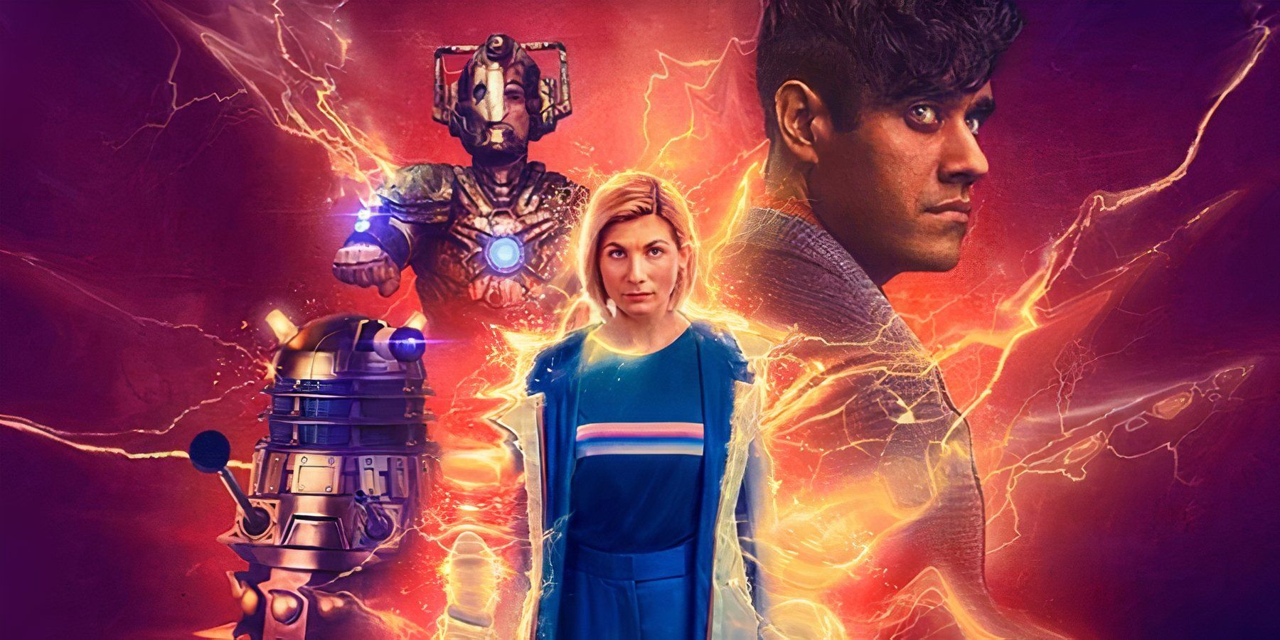 The Thirteenth Doctor, Dalek, Ashad Cyberman and Master in The Power of the Doctor