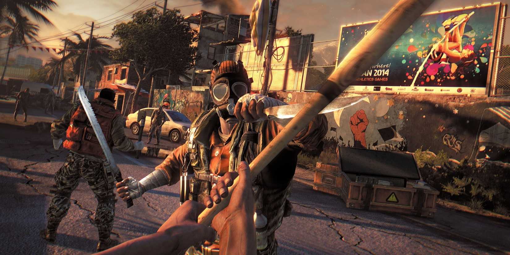 A man running towards the player with two machetes