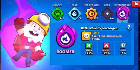 A display of Dynamike's hypercharge stats in Brawl Stars