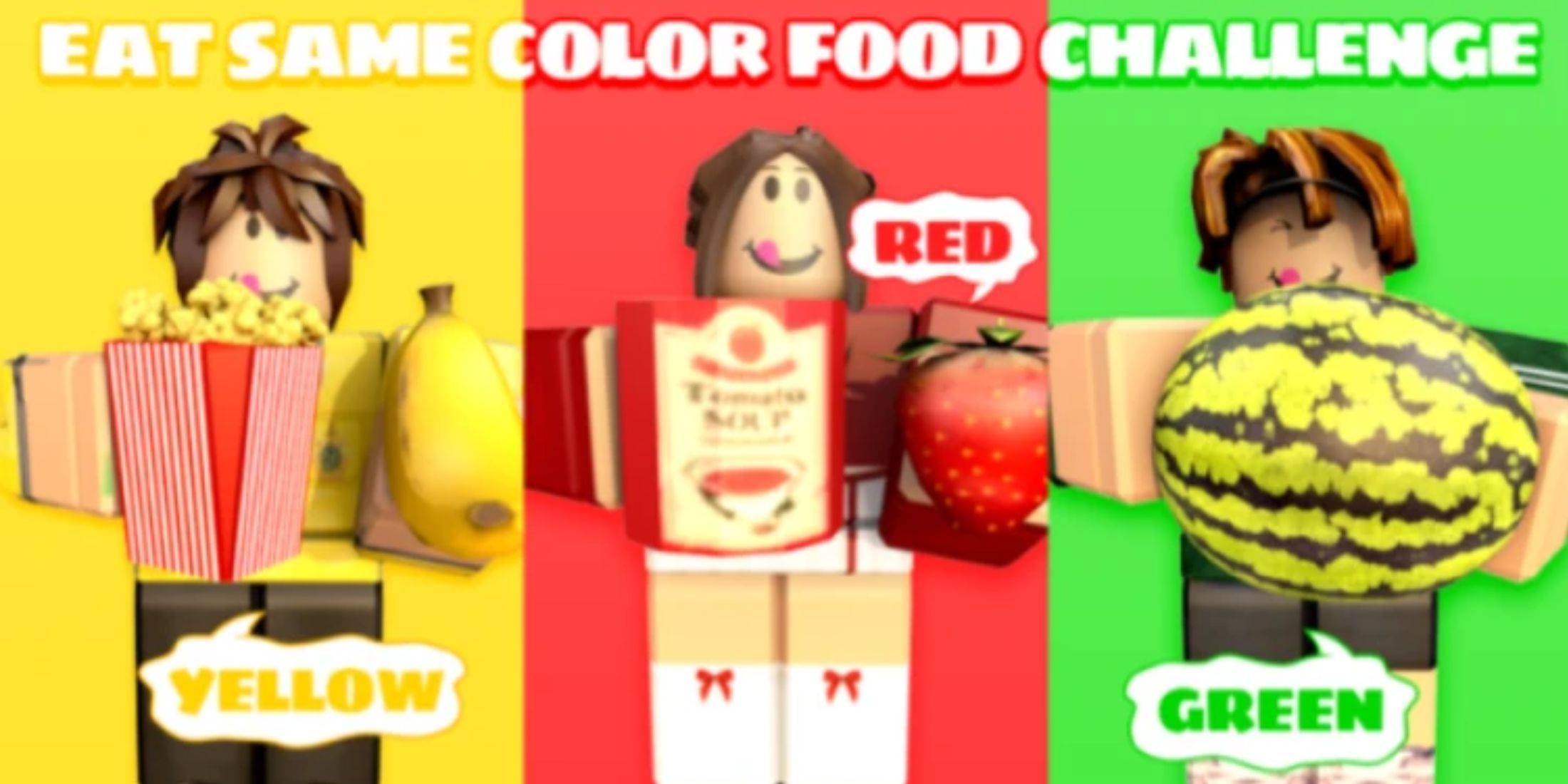 Eat Same Color Food Challenge Characters