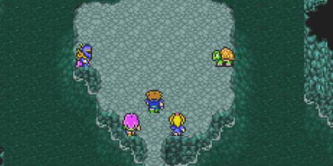 Exploring a cave in Final Fantasy 5 Advance