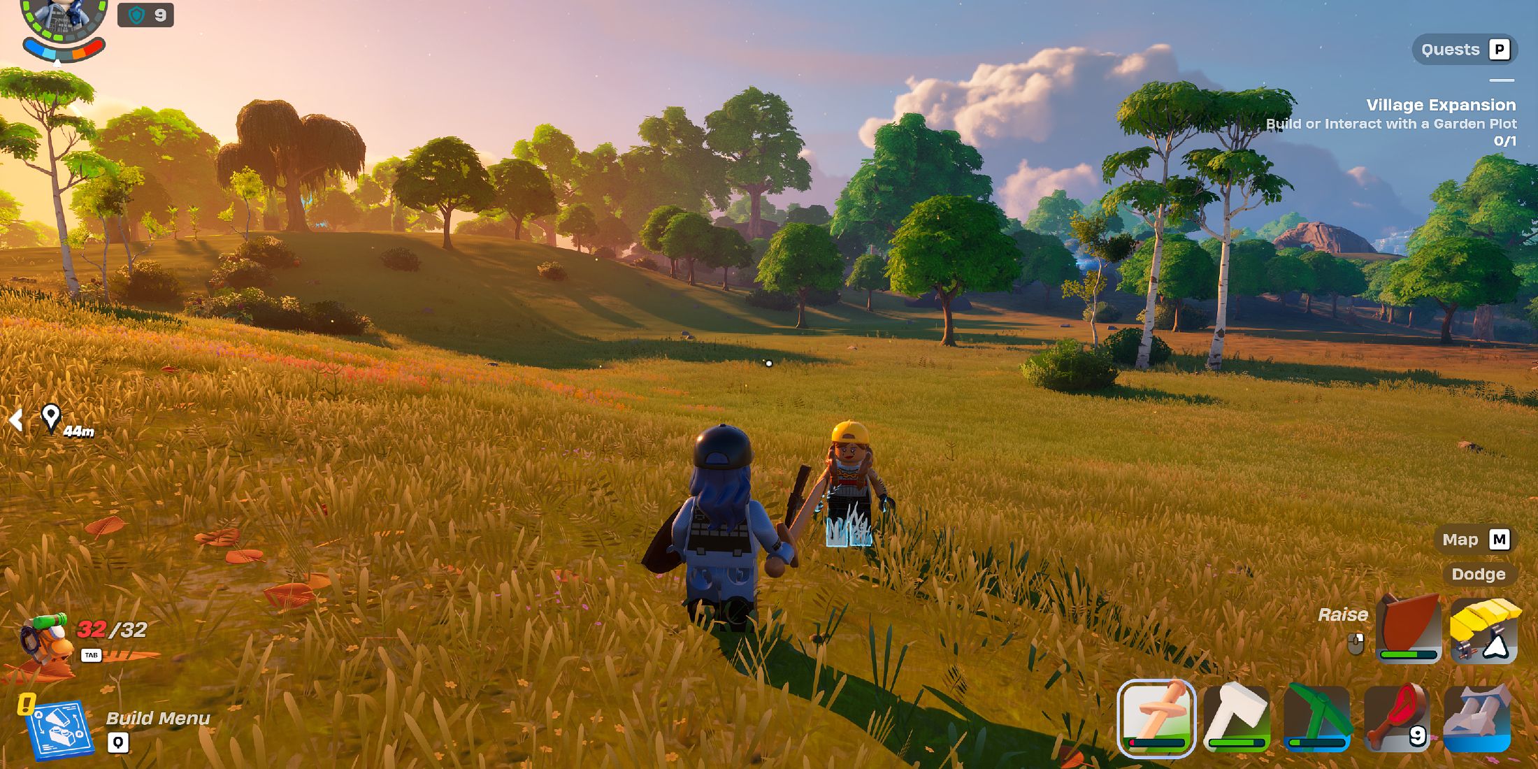 Screenshot showing the player using Aura to explore the map in LEGO Fortnite 