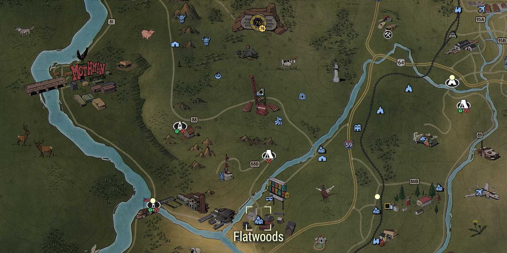 Flatwoods map in Fallout 76