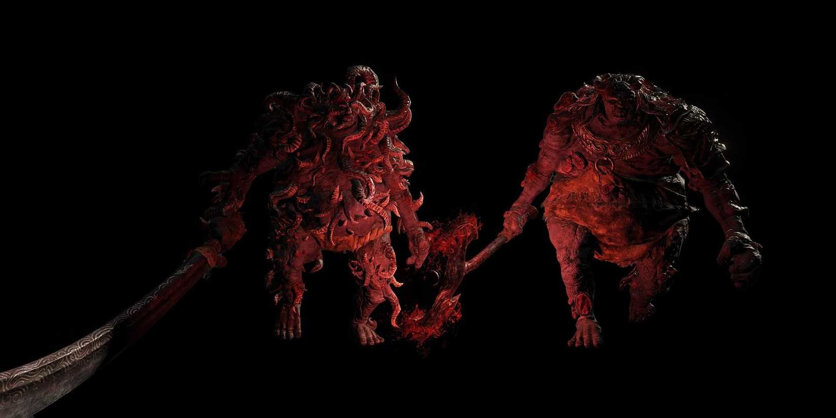 Fell Twins Boss in Elden Ring Advancing on player