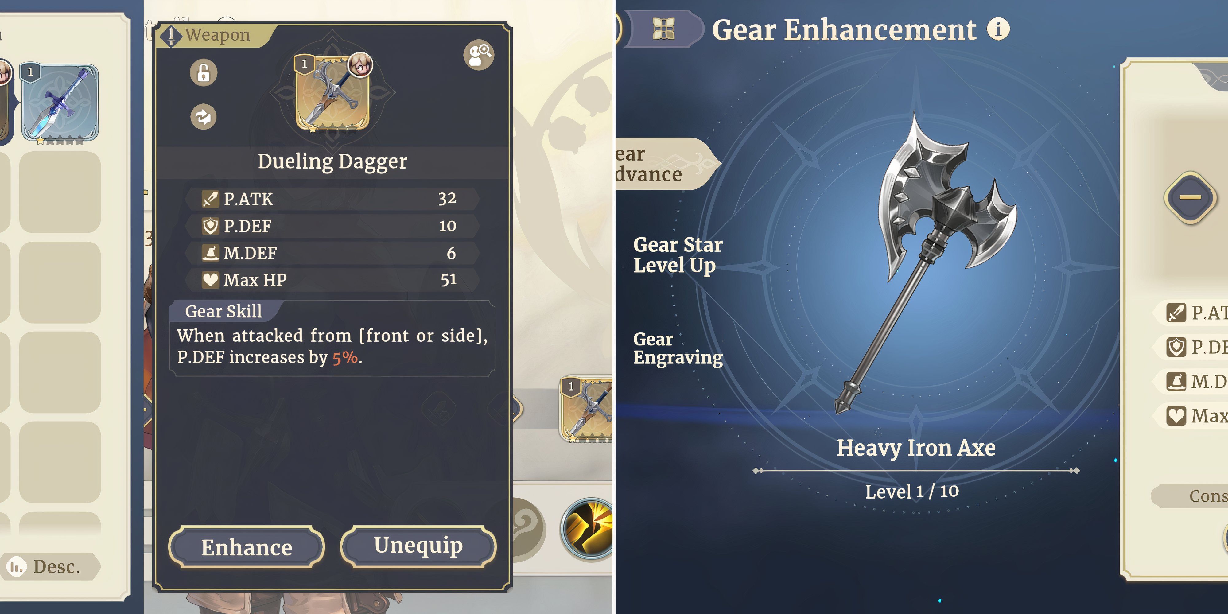 A Weapon In The Menu & The Weapon Enhancement Menu 