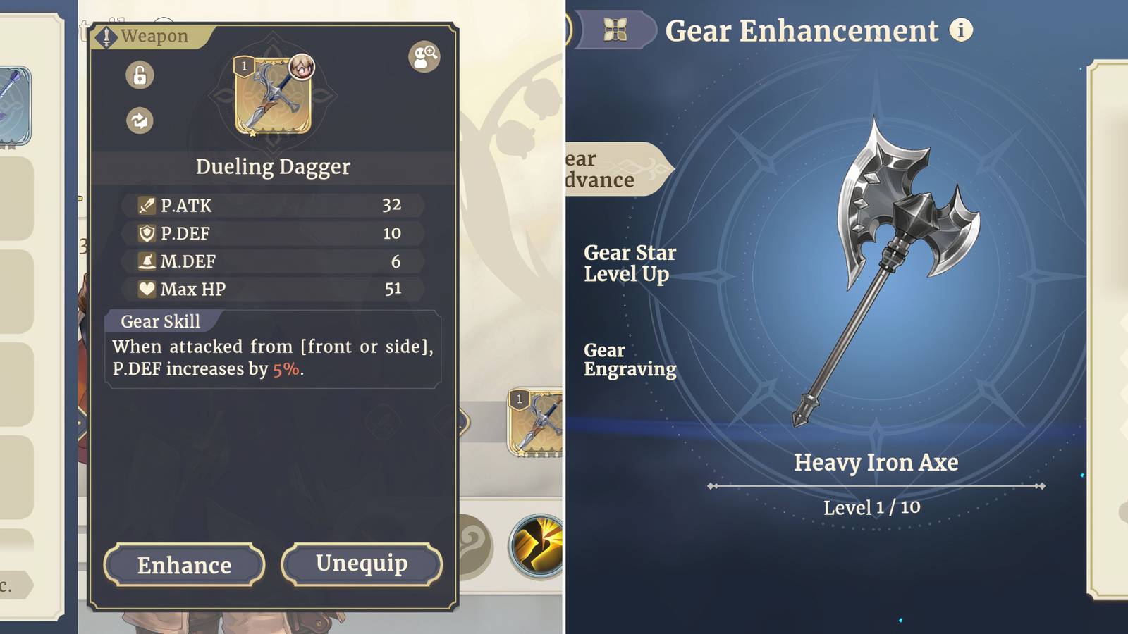 A Weapon In The Menu & The Weapon Enhancement Menu 