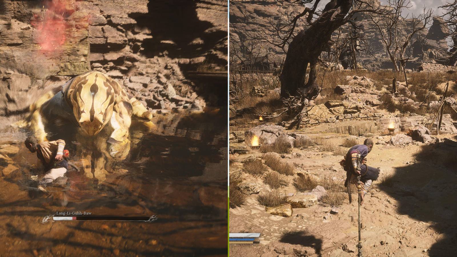 The Player Using The Thurst Attack Against A Boss & Perching On Their Staff