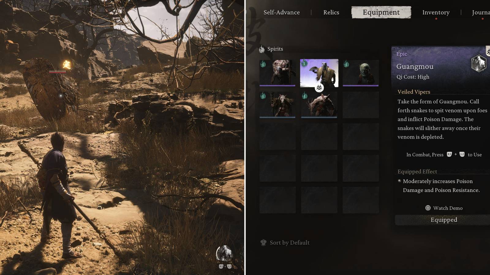 The Player Facing An Enemy & Their Spirit Menu 