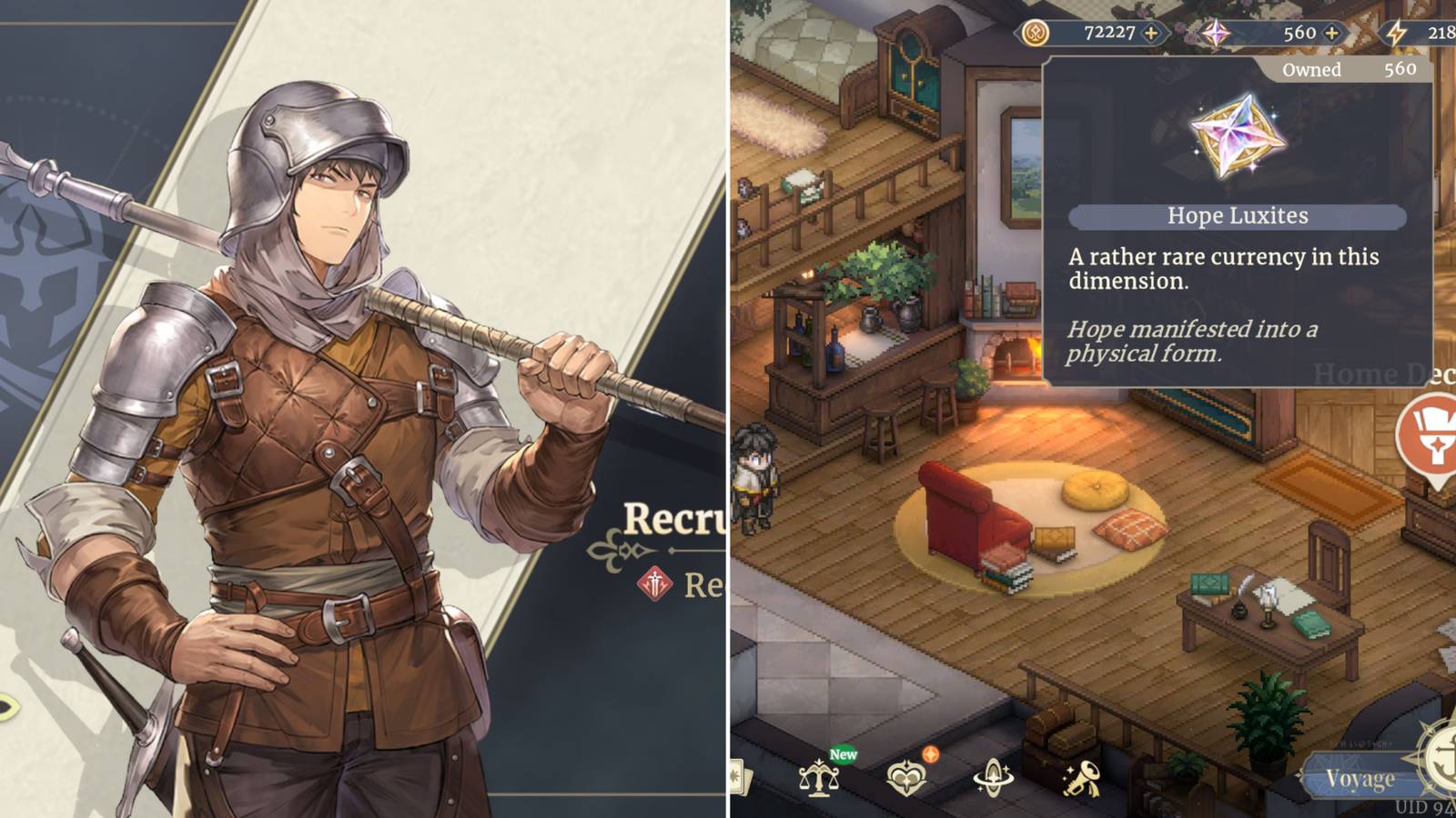 The Player Summoning A Character & The Hope Luxites Amount On The Screen 