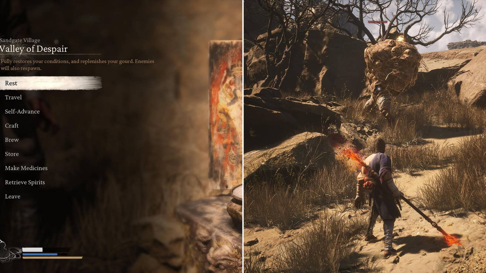 The Shrine Menu & The Player Using Immobilize 