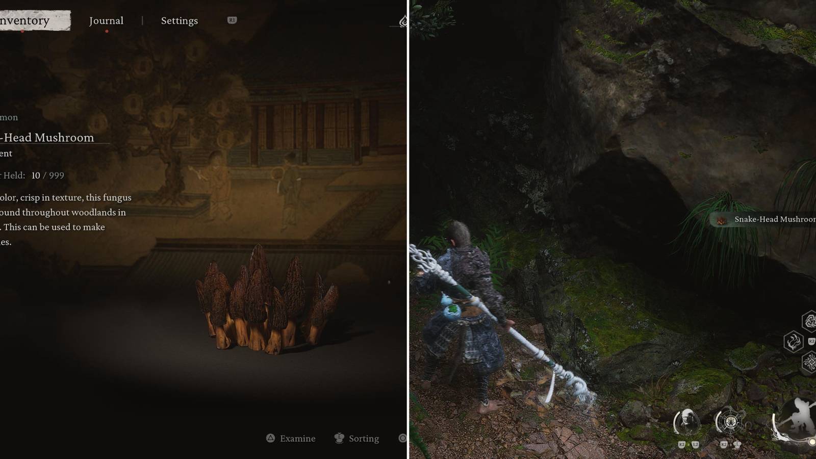 Snake-Head Mushrooms In The Menu & The Player Collecting Some 