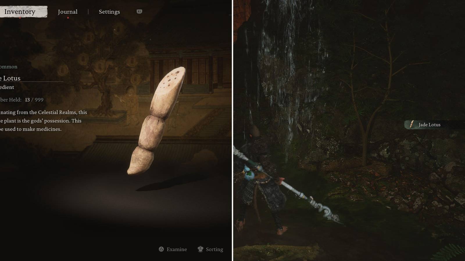 A Jade Lotus In The Menu & The Player Collecting A Jade Lotus 