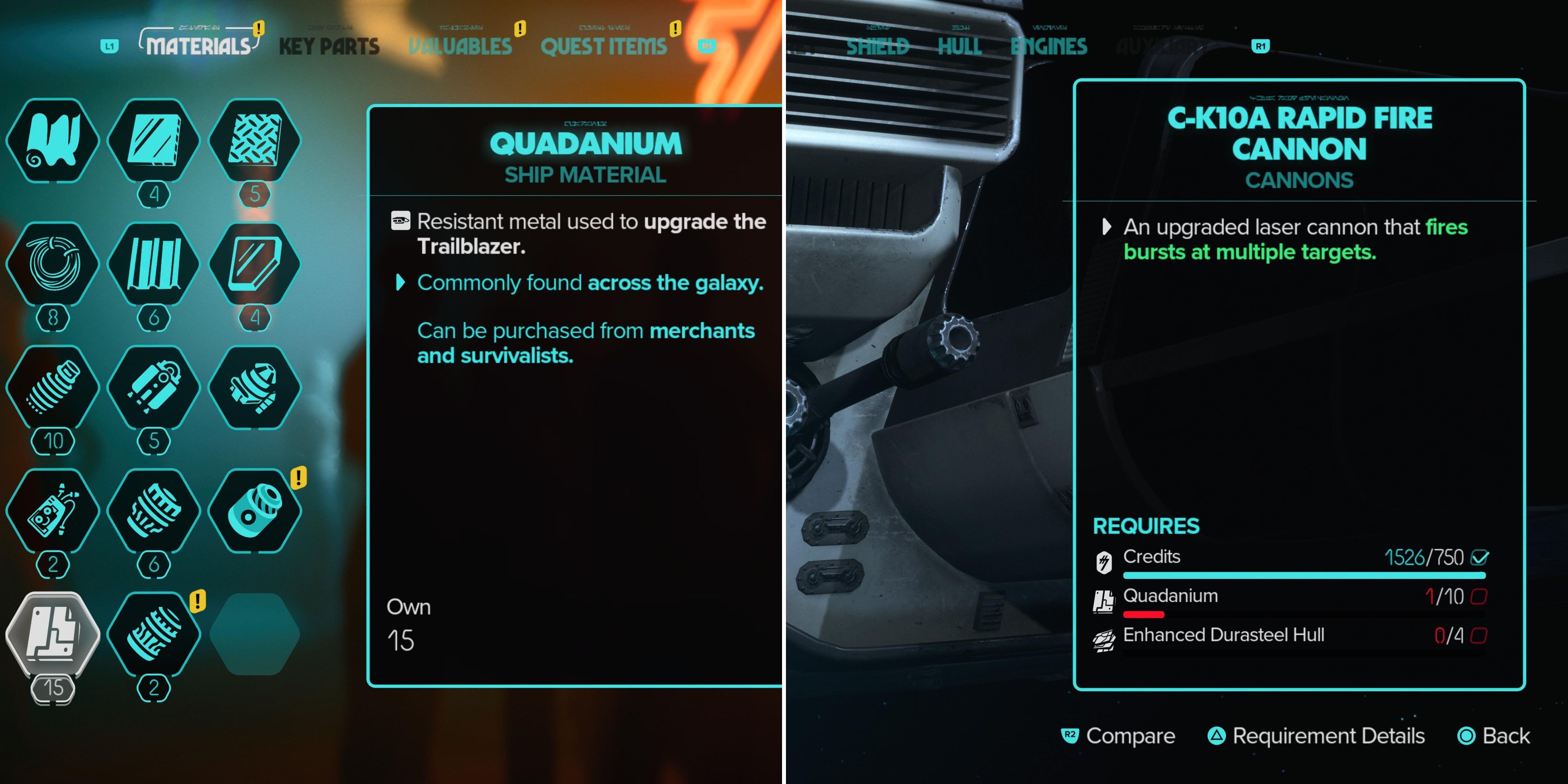 Quadanium In The Inventory & Being Used As An Upgrade Material