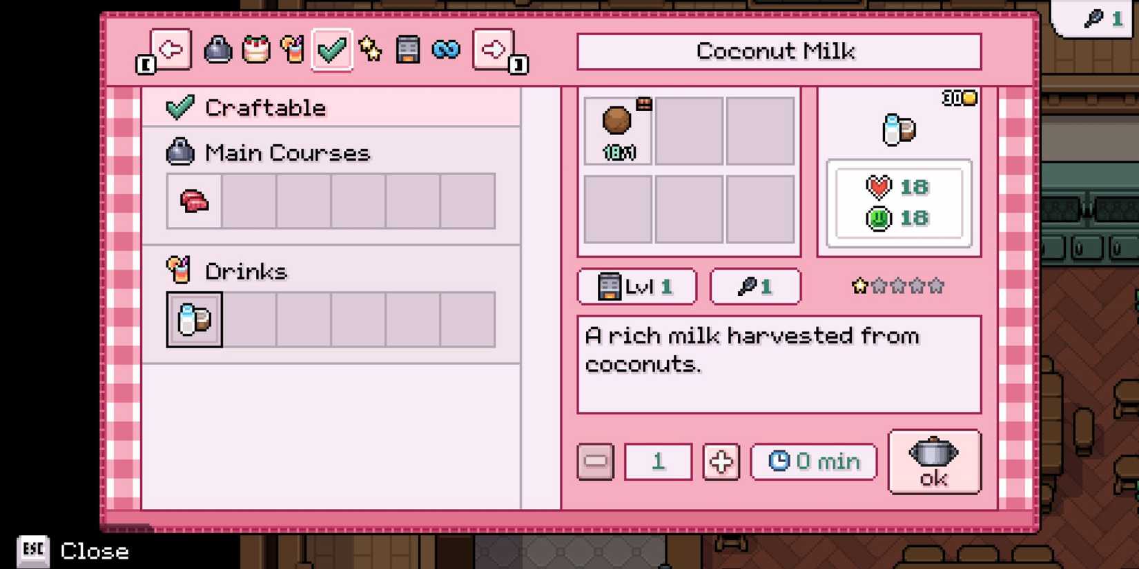 fields of mistria cooking coconut milk