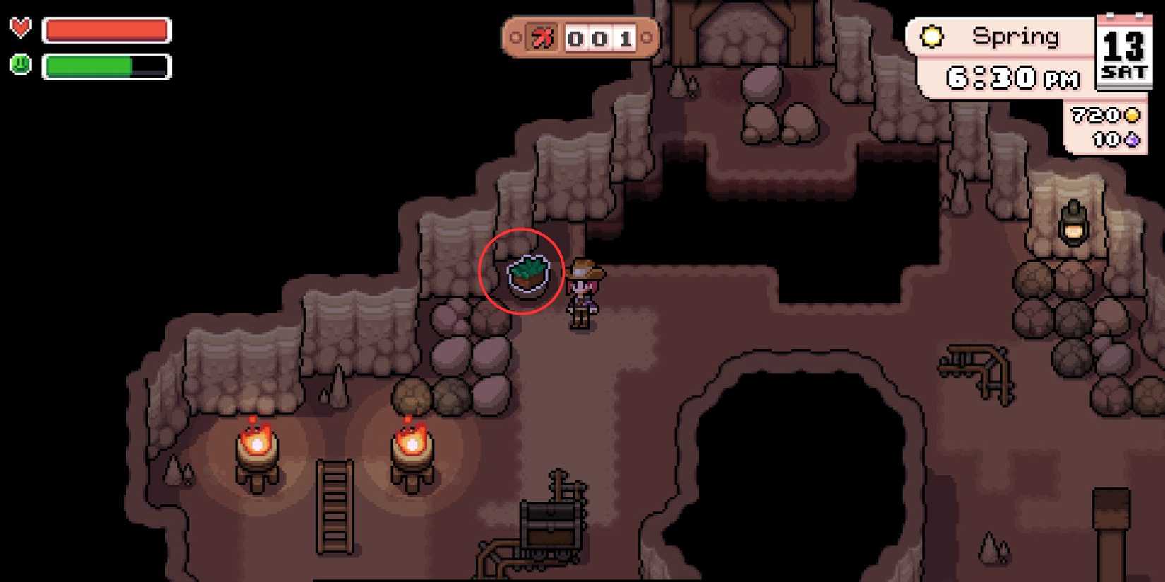 fields of mistria digging up sod in the mines