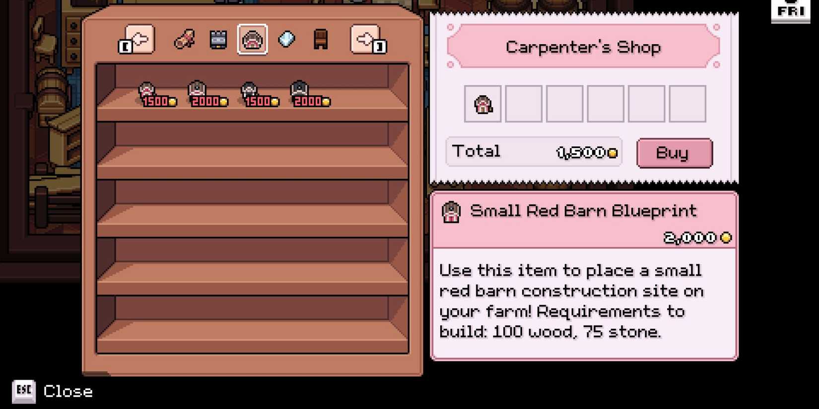 fields of mistria small red barn blueprint at the carpenters shop