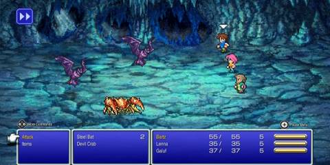Fighting a battle in Final Fantasy 5 (Pixel Remaster)