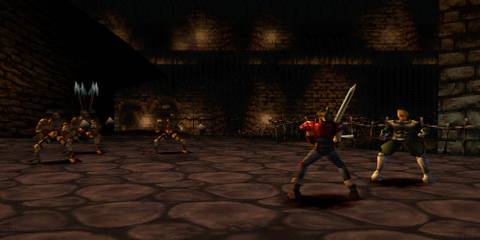 Fighting a battle in The Legend of Dragoon (PS1)
