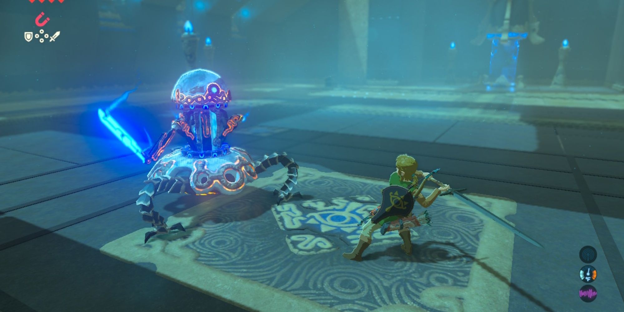 Fighting a robot in The Legend of Zelda Breath of the Wild