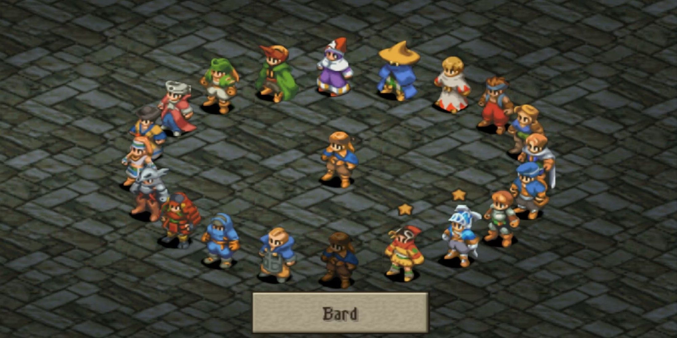 A screenshot showing the Job selection menu from Final Fantasy Tactics.