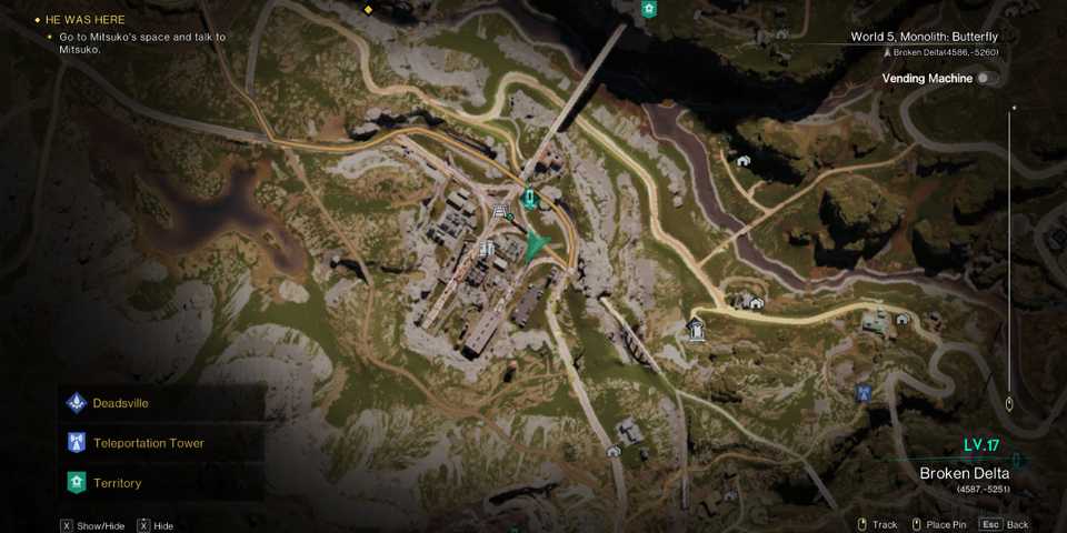 Screenshot showcasing where to find the Flame Essence Deviation at the Eastern Railway Junction