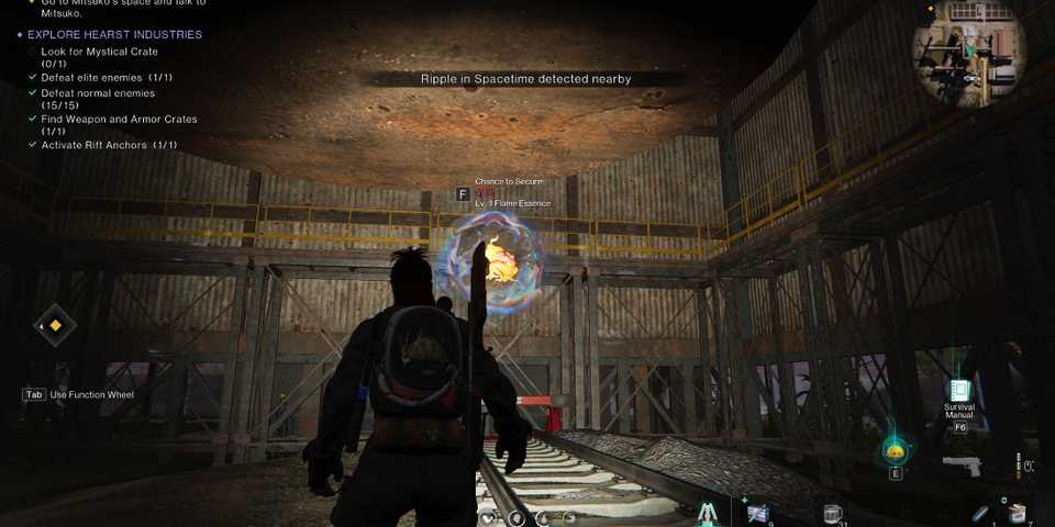 Screenshot showcasing where to find the Flame Essence Deviation at the Hearst Industries in Once Human