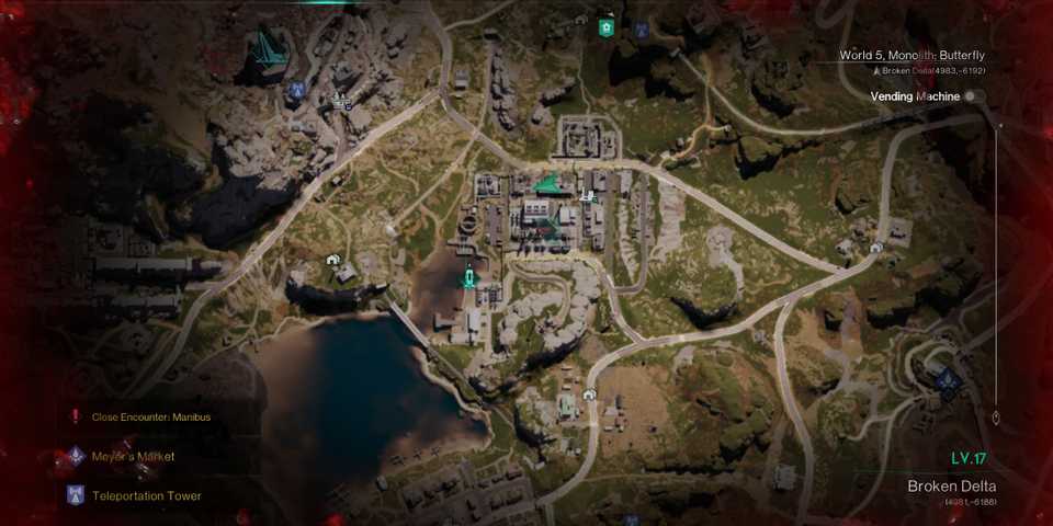 Screenshot showcasing the map location for the Flame Essence Deviation at the Sutherland Chemical Plant in Once Human