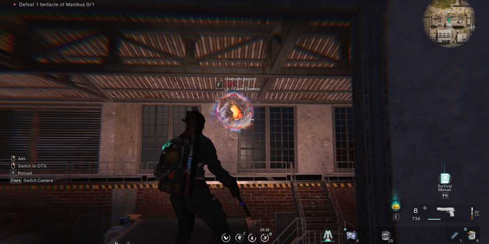 Screenshot showcasing the Flame Essence Deviation at the Sutherland Chemical Plant in Once Human