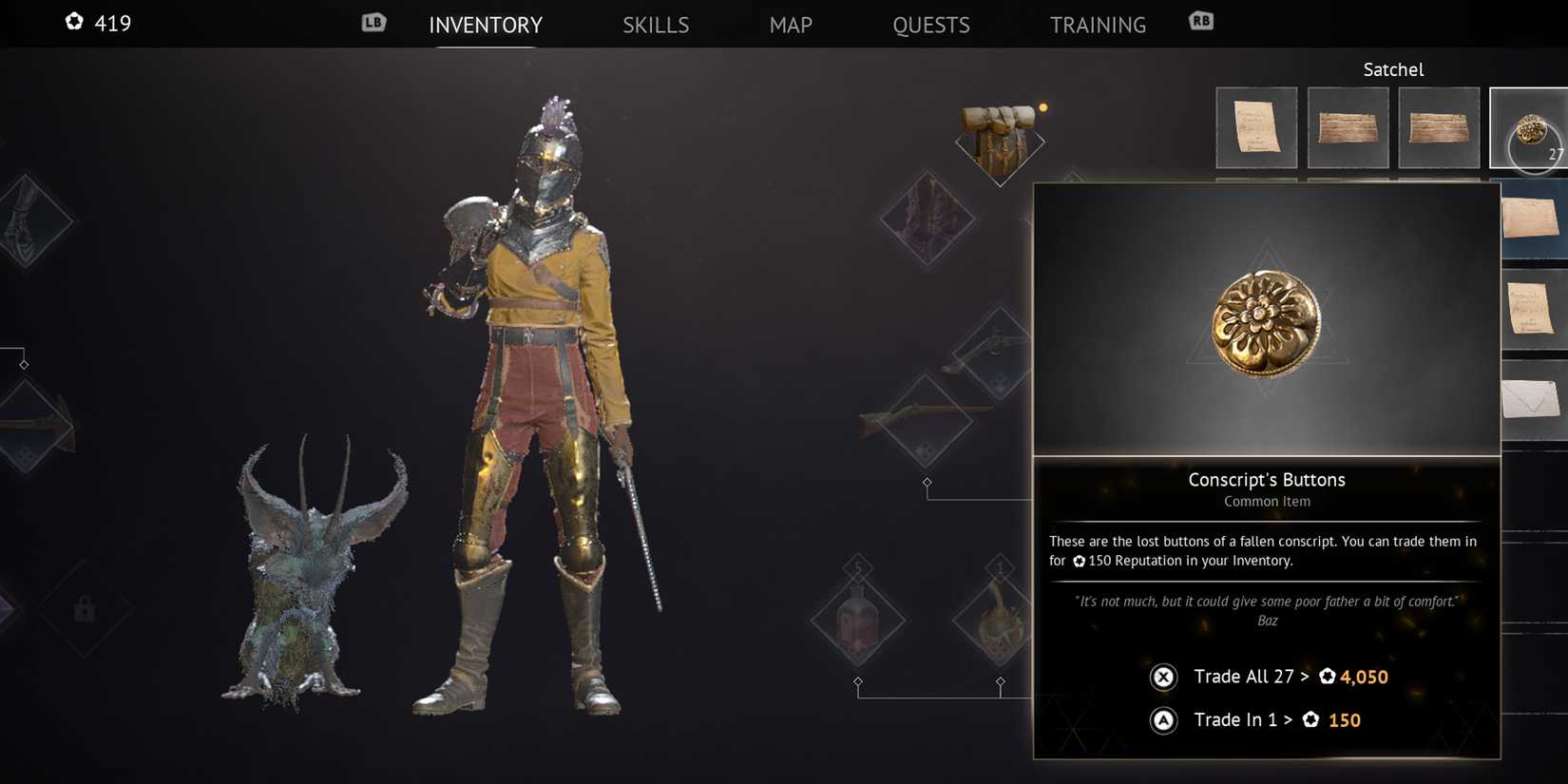 Flintlock Siege of Dawn - Conscript Buttons in Inventory