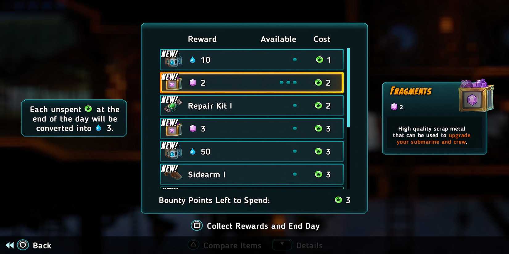 Fragments bounty reward in SteamWorld Heist 2