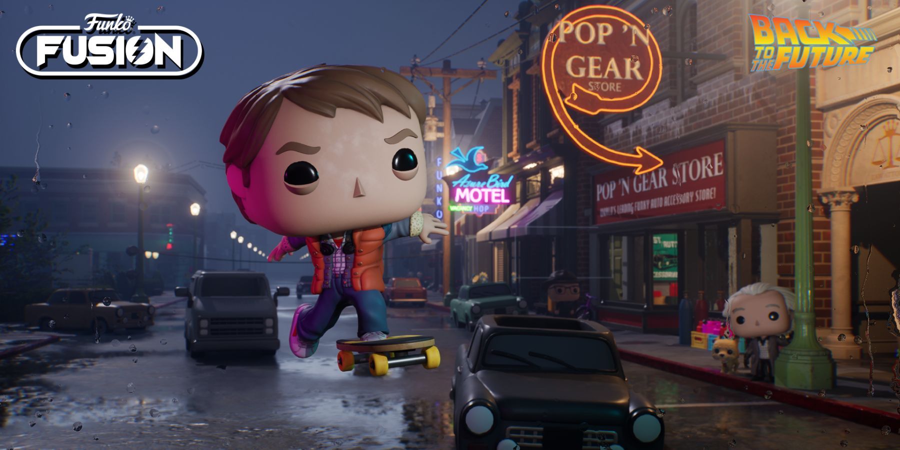 funko fusion back to the future marty mcfly riding a skateboard