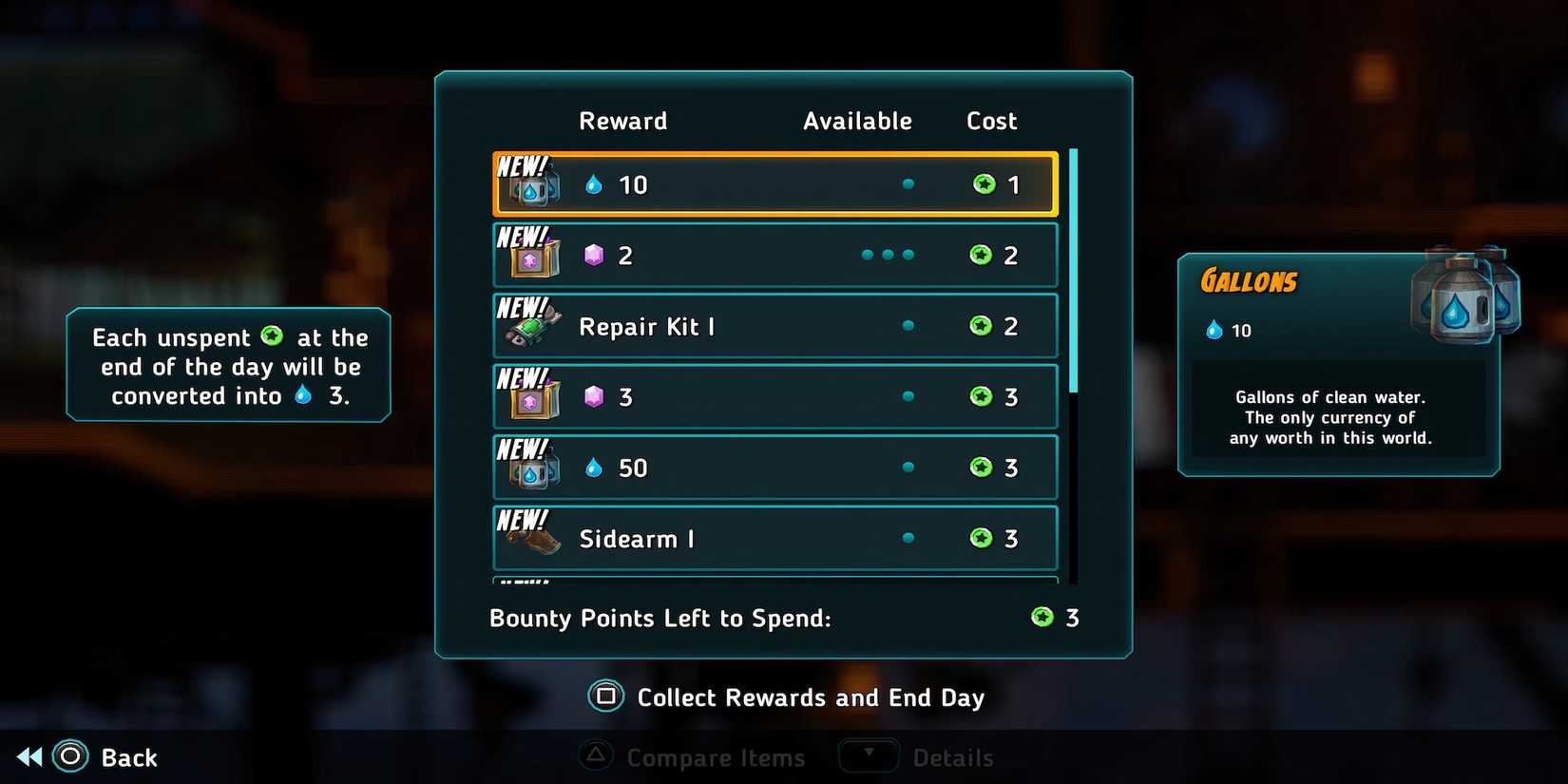 Gallons bounty reward in SteamWorld Heist 2