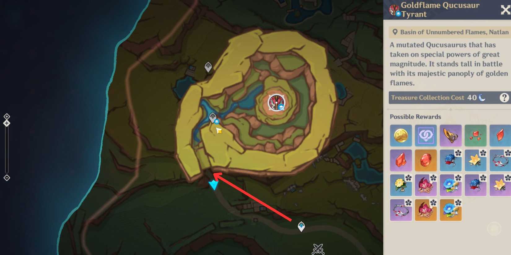 genshin impact- goldflame quacusaur location