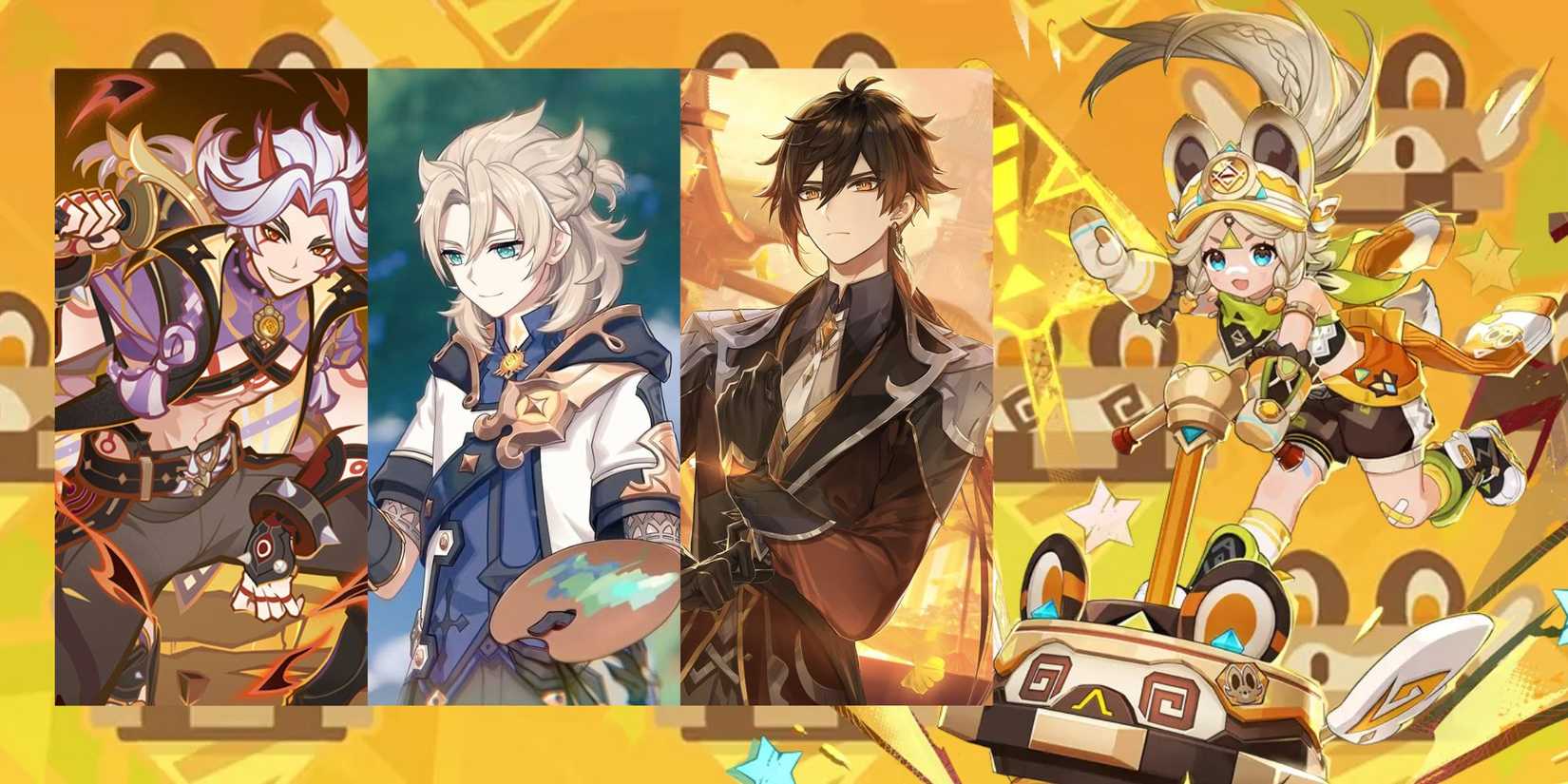 Genshin Impact Kachina + Itto + Albedo + Zhongli